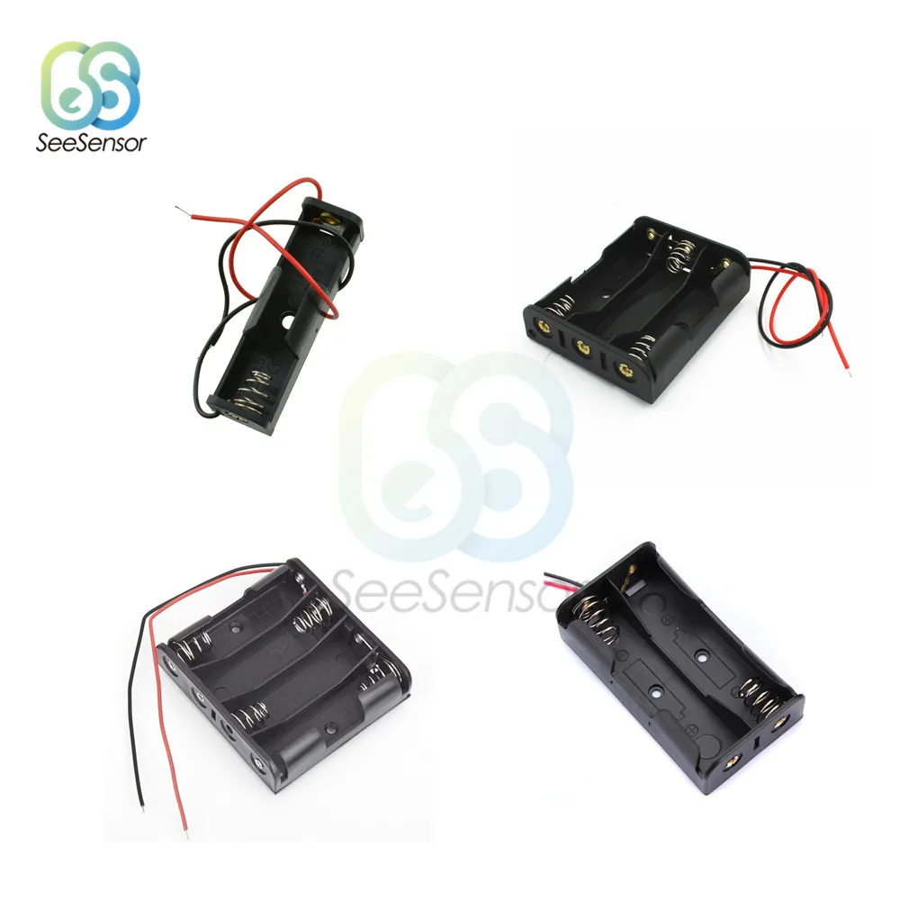 

2Pcs AA Size Power Battery Storage Box Case Set Battery Holder Leads Organizer Case Container with 1 2 3 4 Slots