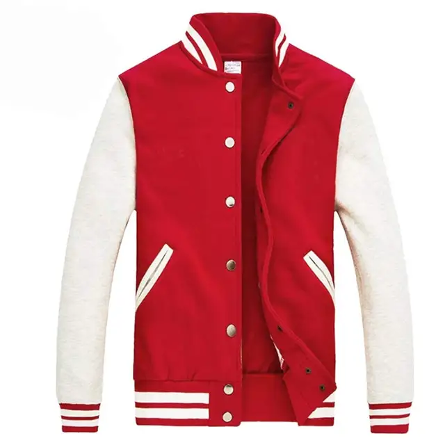 classic men boy red varsity baseball jacket 2016 autumn fashion slim college fit