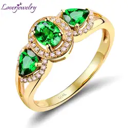 Винтаж 1,08 карат зеленый кольцо с цаворитом, обручение кольцо Tsavorite с бриллиантом в 14 К желтого золота для продажи WU144
