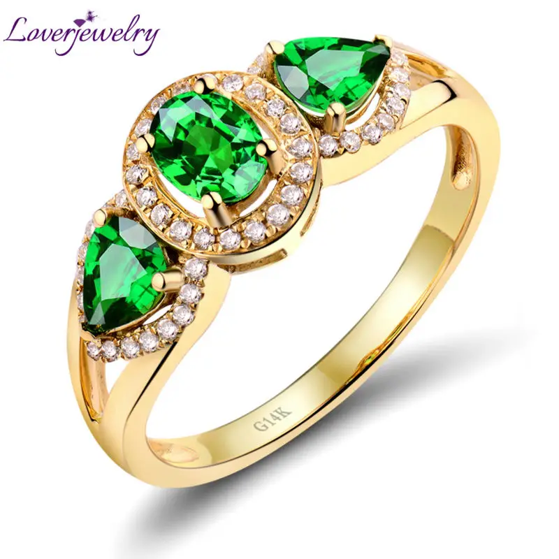 LOVERJEWELRY Винтаж 1 08 карат зеленый кольцо с цаворитом Обручение цаворит украшением