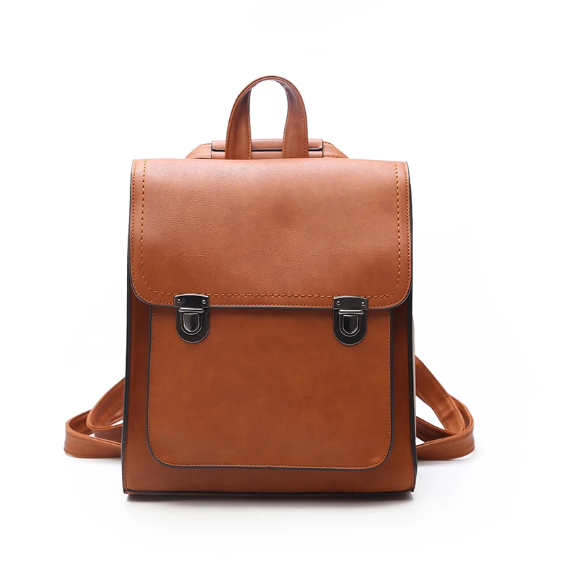

Vintage Backpack Women Shoulder School Bags for Teenage Girls PU Leather Anti Theft Backpack Mochila Mujer Back Gray Brown