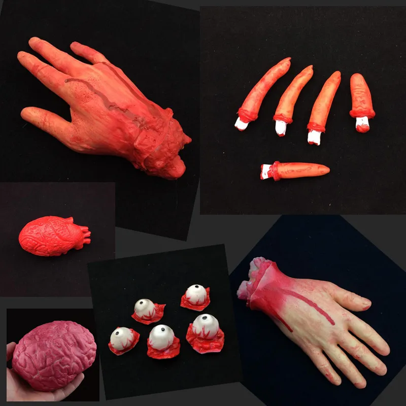 Tricky Mischief Fetish Horror Scary Props Latex Bloody Cut Broken Hands Walking Dead Zombie Halloween April Fool's Day Toy