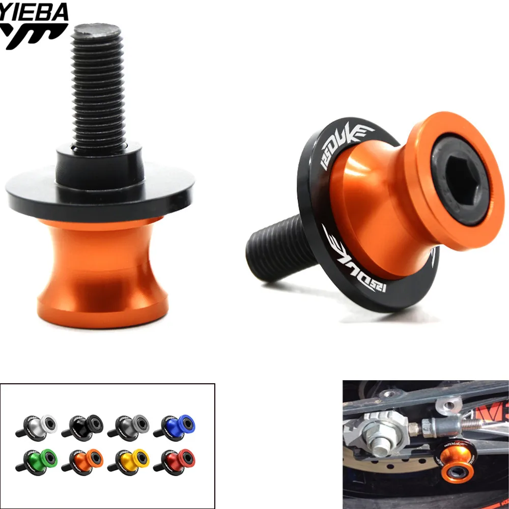 For KTM DUKE 125 200 390 DUKE 2012 2013 2014 2015 With 125duke LOGO 10mm Motorcycle Swingarm Spools Stand Screws Slider 8 Colors