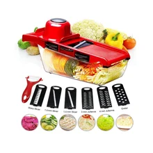 

Vegetable Fruit Slicers & Cutter With Adjustable Multifunction Manual Slicer Grater with Six Blades Cut Potato Onions