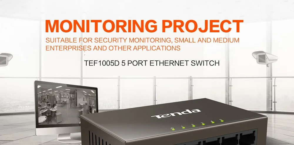 Tenda TEF1005D 5 портов 100 Мбит/с переключатель металлический переключатель рамка мониторинга сети предприятия деконцентратор 100 м переключатель мониторинга