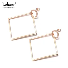 Lokaer модные ювелирные изделия в стиле панк Квадратный Круг преувеличенные золотые, розовые серьги цвет из нержавеющей стали подарок для женщин E18075
