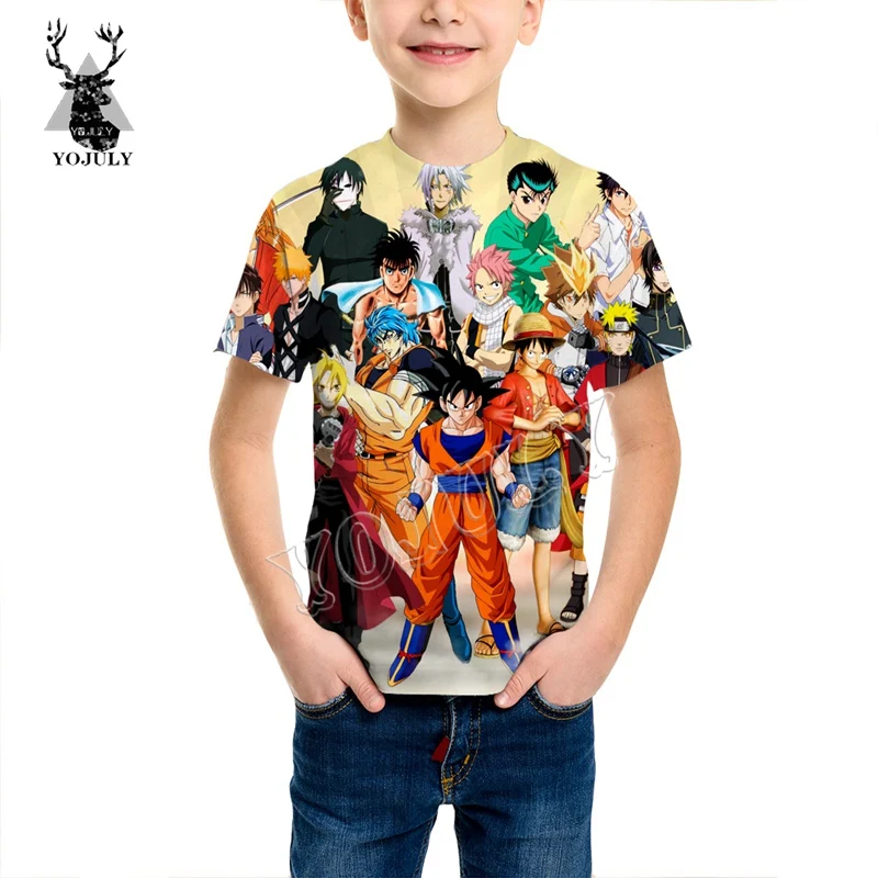 YOJULY/футболка с 3D принтом в стиле аниме «Сейя» Детская футболка с Короткими Рукавами Летняя модная повседневная футболка с круглым вырезом для малышей KT63 - Цвет: Kids t shirt