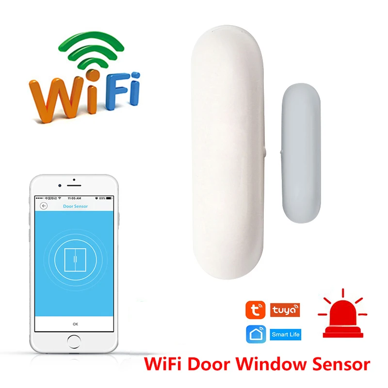 WiFi дверной оконный датчик Tuya smart App уведомления оповещения умный дом безопасности