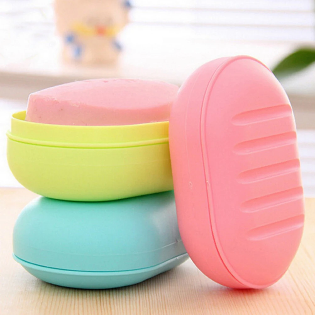 Candy Color Soap Dish Box Case Holder Container Wash Shower Home Bathroom Accessories 3 Colors 1PCS