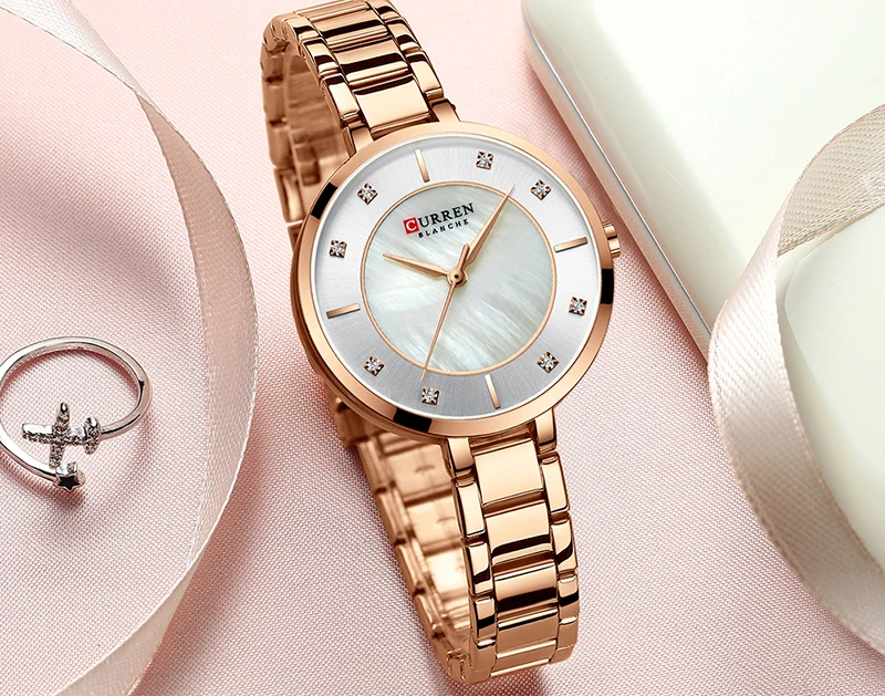 Женские часы люксовый бренд Curren из нержавеющей стали элегантные женские наручные часы водонепроницаемые женские часы с бриллиантами Montre Femme