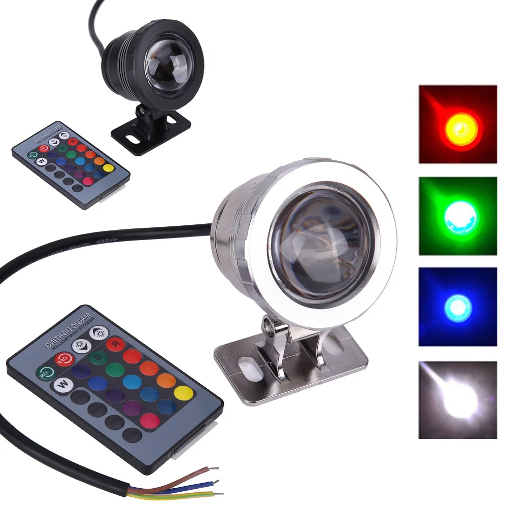 10 W 12 V RGB светодиодный подводные фонари IP68 Водонепроницаемый фонтан-бассейн свет Красочный подводный светильник с удаленным Управление