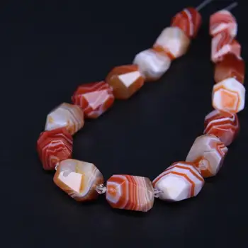 

15.5"/strand Natural Red Stripe Agates Faceted Nugget Loose Beads,Onxy Gems Stone Cut Pendants For Necklace Jewelry Making