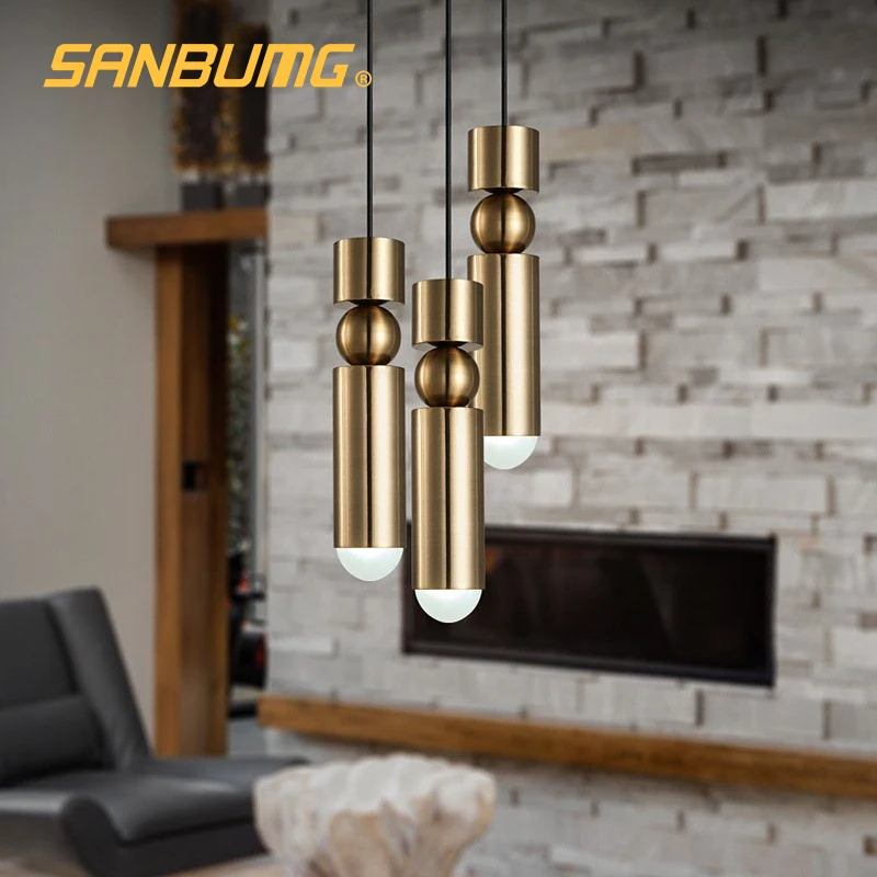 

SANBUGM Nordic modern pendant lights plated gold silver iron creative hanging lamp dining living room bedroom balcony light