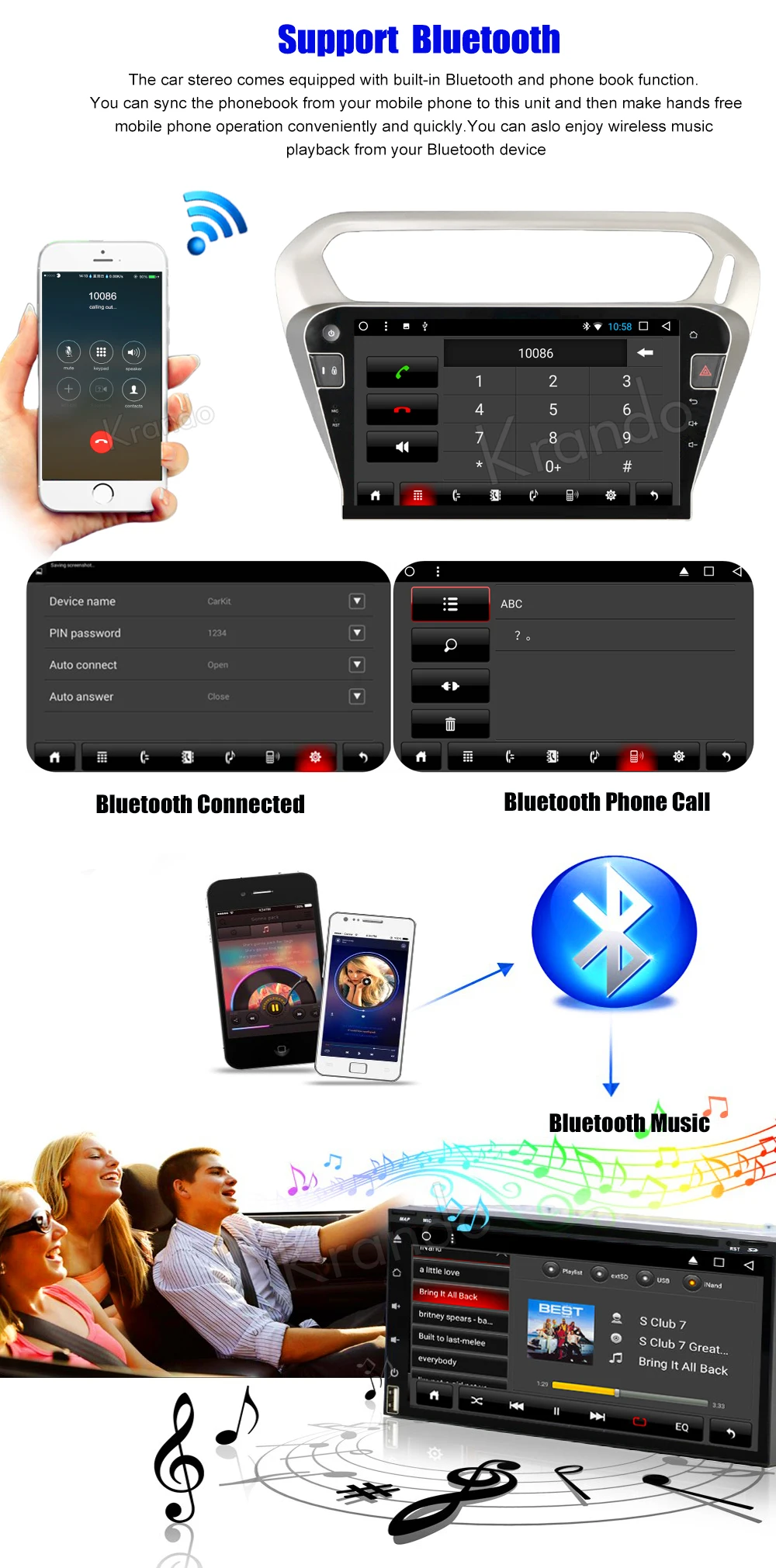Discount Krando Android 8.1 10.1"Full touch car Multimedia player for PEUGEOT 301 / Citroen E navigation system radio gps wifi BT 7