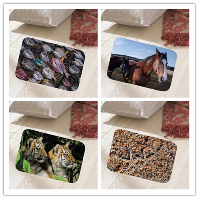 

floor mat hallway doormat suede Welcome entrance door mat anti-slip water Water absorption carpet tiger animals printed