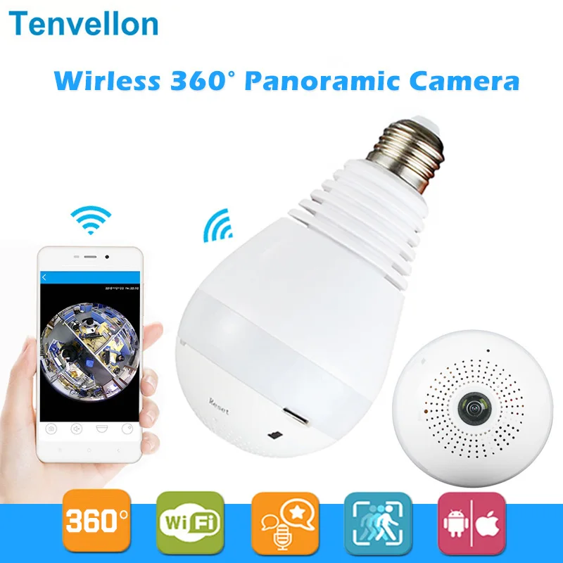 960 P 360 градусов Беспроводной IP Камера лампочки Fisheye Умный дом CCTV 3D VR 1.3mp домашней