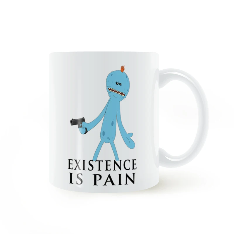 

Mr Meeseeks Rick and Morty Existence is pain Mug Coffee Milk Ceramic Cup Creative DIY Gifts Home Decor Mugs 11oz T1240