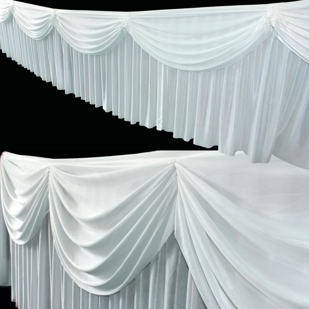 3m x 6m / 10ft*20ft ice silk White Wedding Drape curtain Pleated