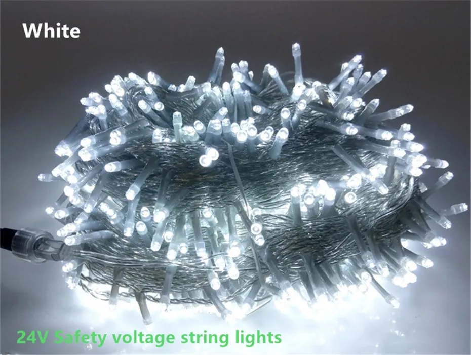 50-100 м Feit наружный атмосферостойкий струнный светильник, набор, светодиодный светильник, гирлянда, AC 220 В, вход 24 В, выход, безопасная сказочная уличная садовая гирлянда - Испускаемый цвет: White