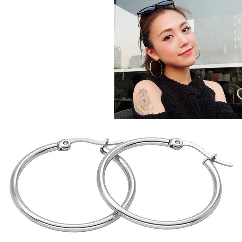 Otakoo Новые простые корейские модные большие круглые серьги кольца Aros для женщин