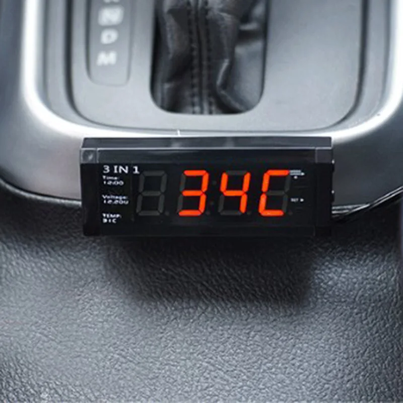 

Car Auto Electronic Clock Car Thermometer Luminous Watch Adornment Decoration