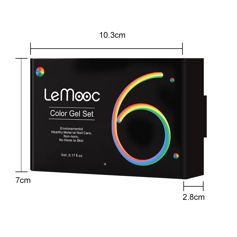 LEMOOC 5 ml 6 unids/lote pintura de Gel UV Gel remojo arte de uñas Led laca de uñas brillo lentejuelas pintura esmalte de uñas de Gel