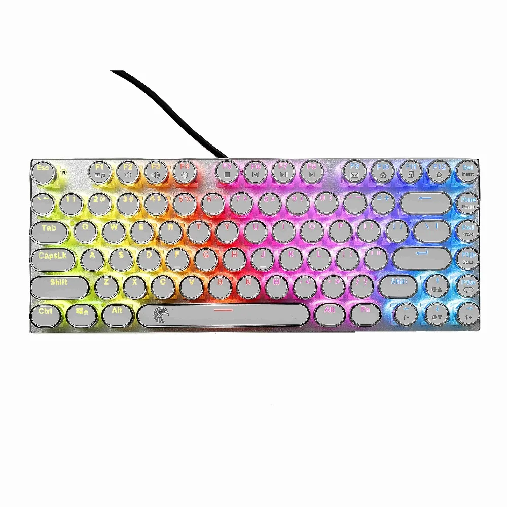 White Retro RGB Mechanical Keyboard Compact 81 Keys Anti-Ghosting for Mac PC LED Backlit E-Element Z-88 Vintage Typewriter-Style with Blue Switch