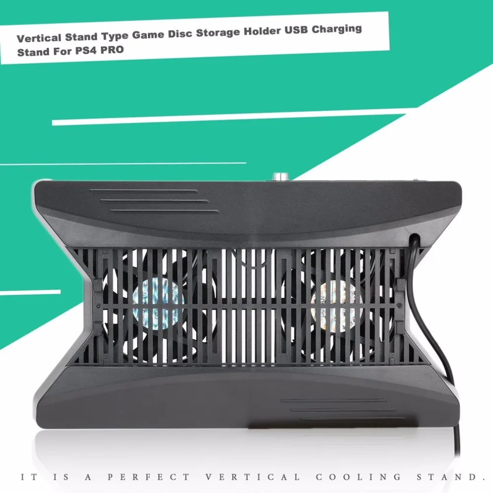 Professional Vertical Stand Type Game Disc Storage Holder USB Charging Stand With Cooling Fan For PS4