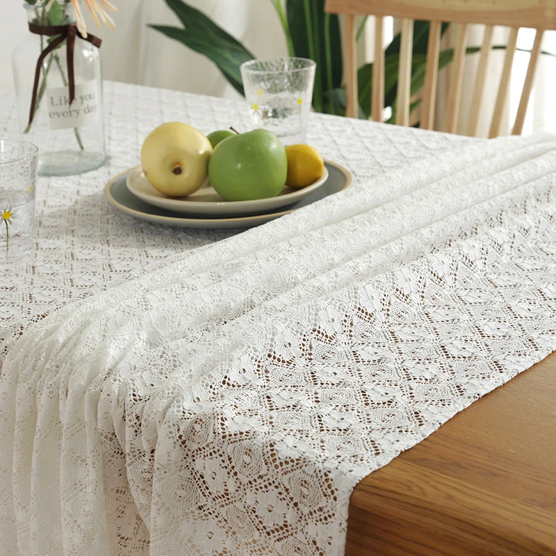 White Lace Tablecloth Decortive Table Cloth Rectangular Tablecloth Dining Table Cover Wedding Party Banquet Table Cloth Decor