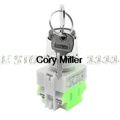 

AC 380V 10A 3 Position Rotary Selector Select Switch Key Lock 2 NO DPST