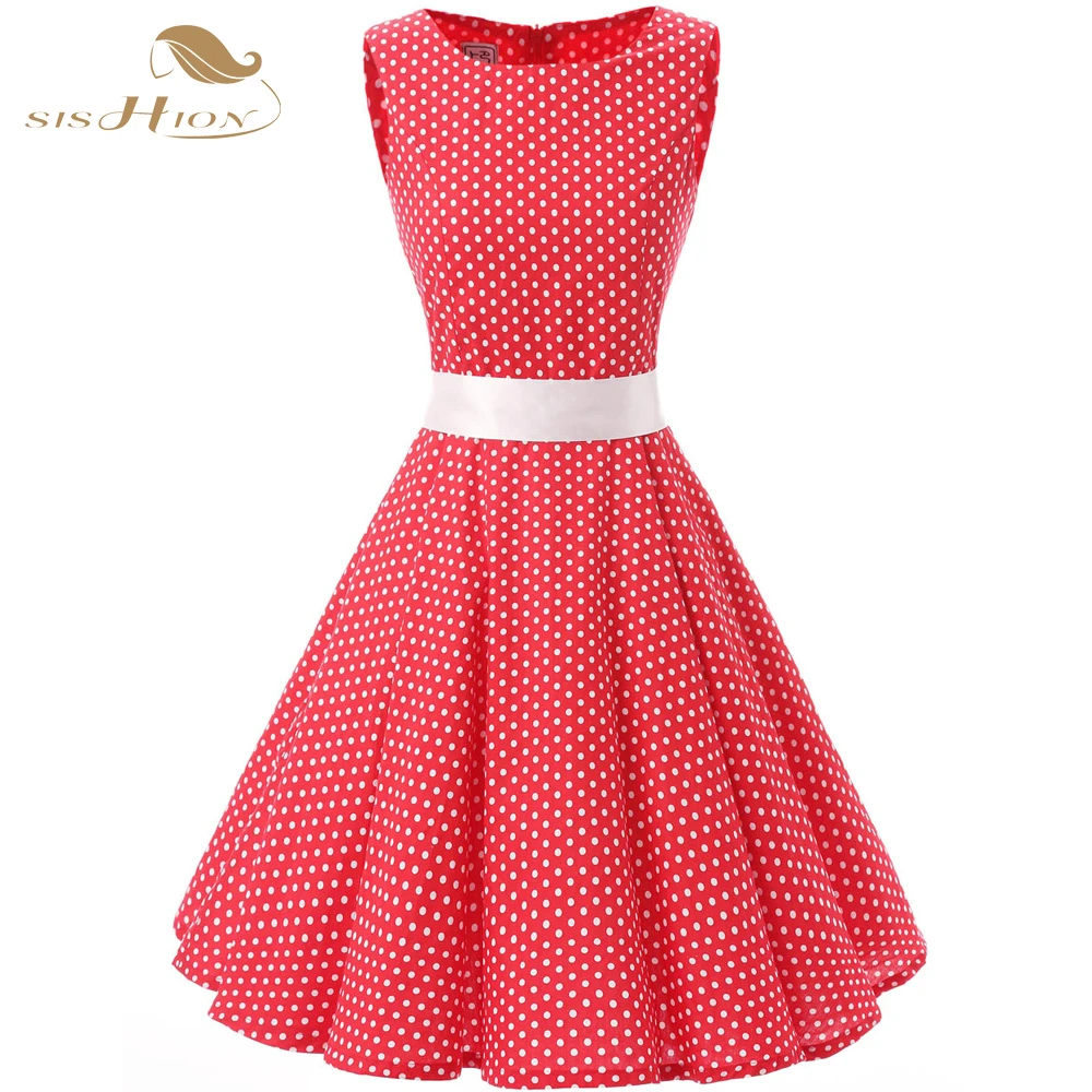 ladies red polka dot dress