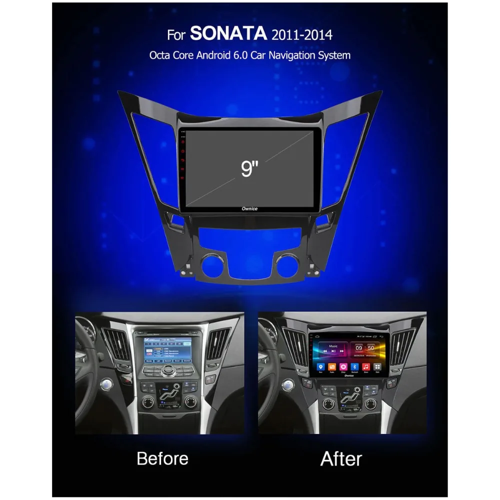 Discount 9" IPS Android 9.0 Octa Core Car DVD Player For Hyundai Sonata 8 2011-2014 4GB RAM+32GB ROM GPS ADAS Radio Stereo DSP CarPlay 1