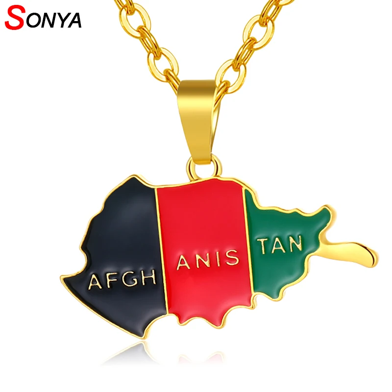 SONYA Afghanistan карта и кулон в форме флага ожерелье для женщин/мужчин золотистого цвета ювелирные изделия в стране Афган ювелирные изделия Bijoux Femme