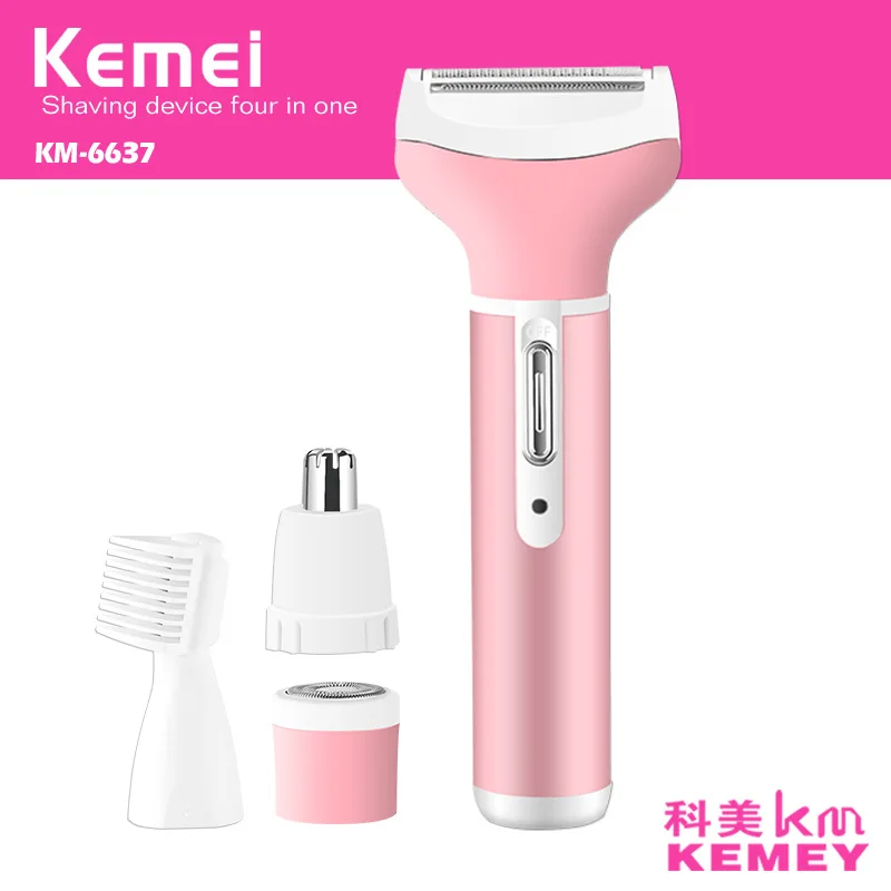 Kemei многофункциональная 4 в 1 перезаряжаемая Женская бритва для тела, борода, бровей, носа, триммер, набор электробритва эпилятор для подмышек