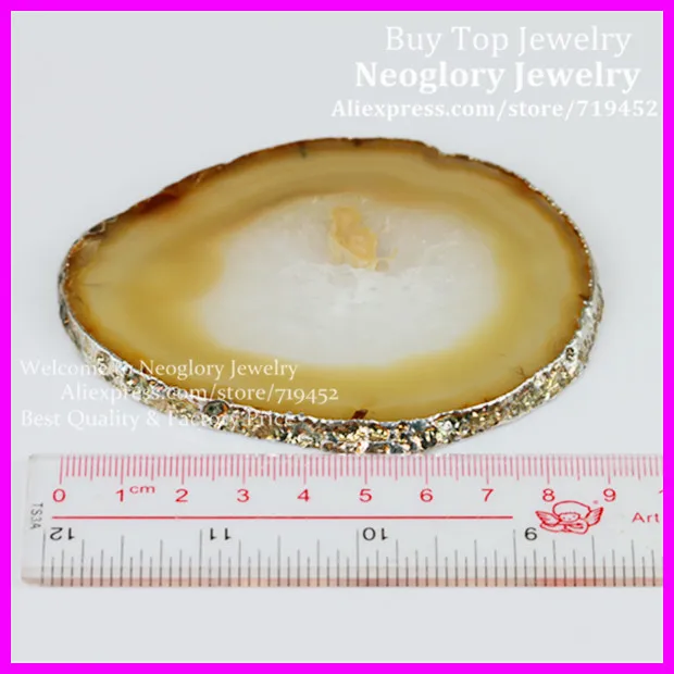 

3pcs Natural Gems Crafts Semi Precious Yellow Glass Slice Coaster Cup Mug Glass Beverage Holder Pad Druzy Quartz Geode Glass