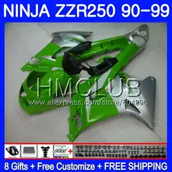 Корпус для KAWASAKI NINJA ZZR 250 ZZR-250 95 96 97 98 99 кузов 55HM. 16 ZZR250 зеленый серебро 1995 1996 1997 1998 1999 обтекатель комплект