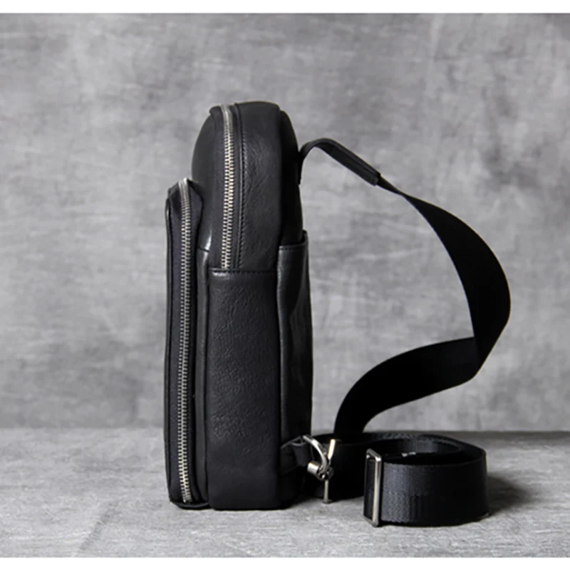 AETOO Casual head cowhide Chest bag male leather simple single shoulder crossbody bag