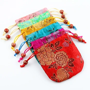 

vintage China Embroidery Silk Gift Pouch 10x10cm pack of 50 Wedding Birthday Candy Party Drawstring bag Sack