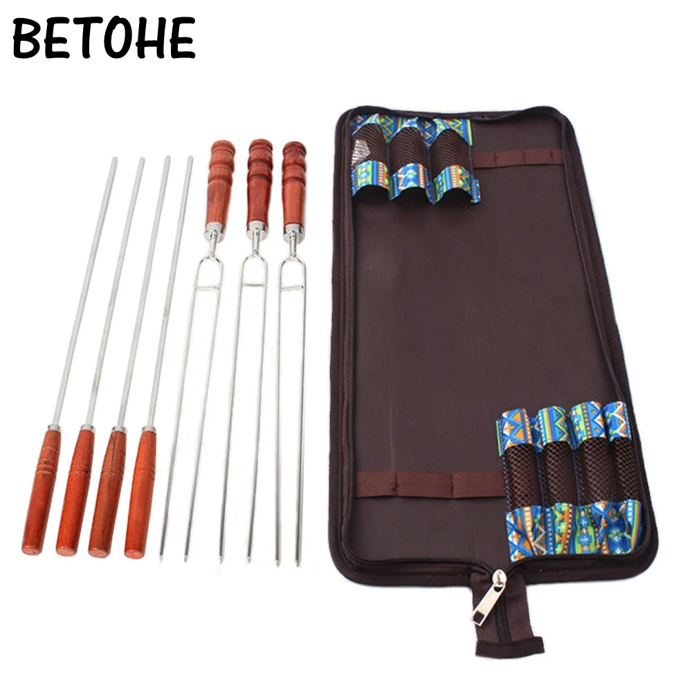 BETOHE 7pcs/set Stainless Steel U shape BBQ Forks picnic Barbecue fork