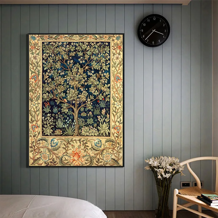 Cross Stitch Set Full Embroidery Kit Needlework Classic Lucky Tree Flower Pattern for Home Wall Decor