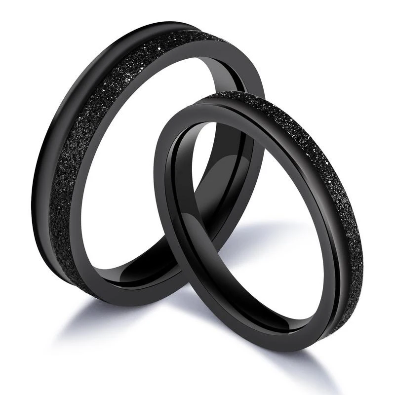 matt black titanium steel Couple ring for love Wedding Ring Sets men