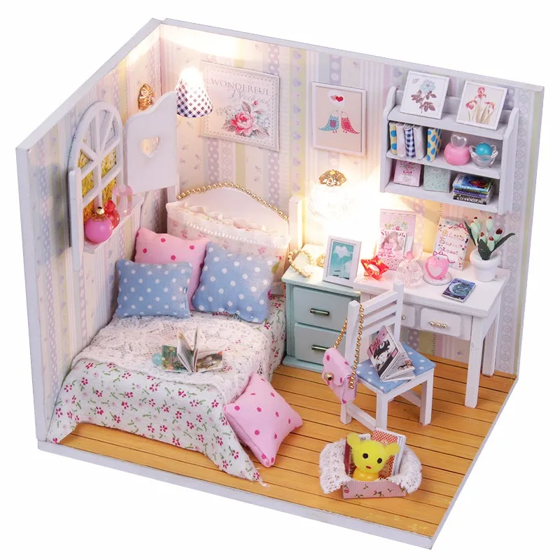 Миниатюрный Кукольный Дом DIY кукольный домик с мебелью деревянный дом, игрушки для детей подарок на день рождения MO11 M013