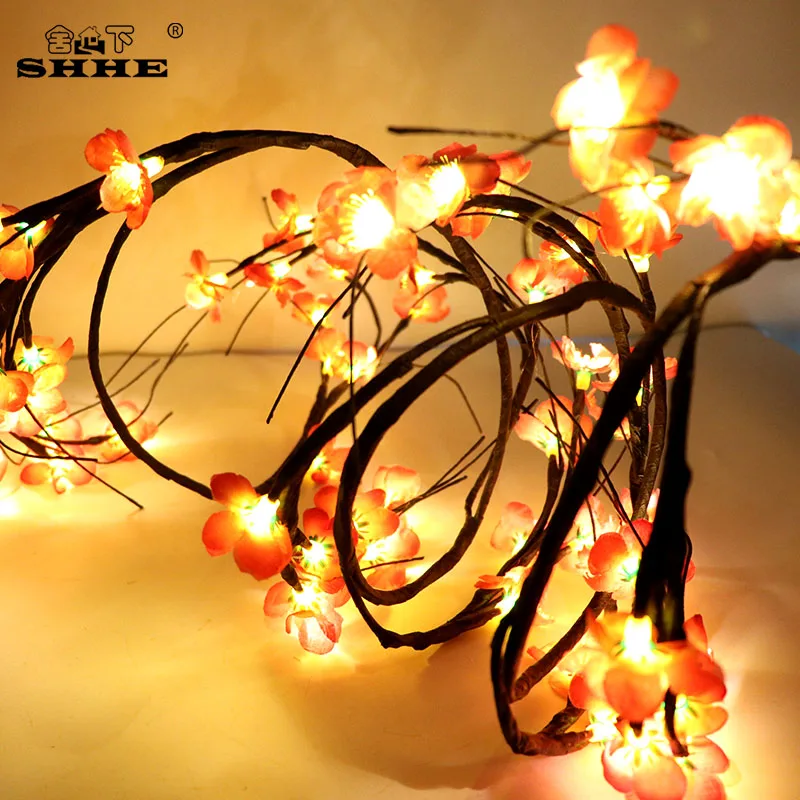 1.8m 60LEDs Plum blossom Twig Garland string lights Willow Vine