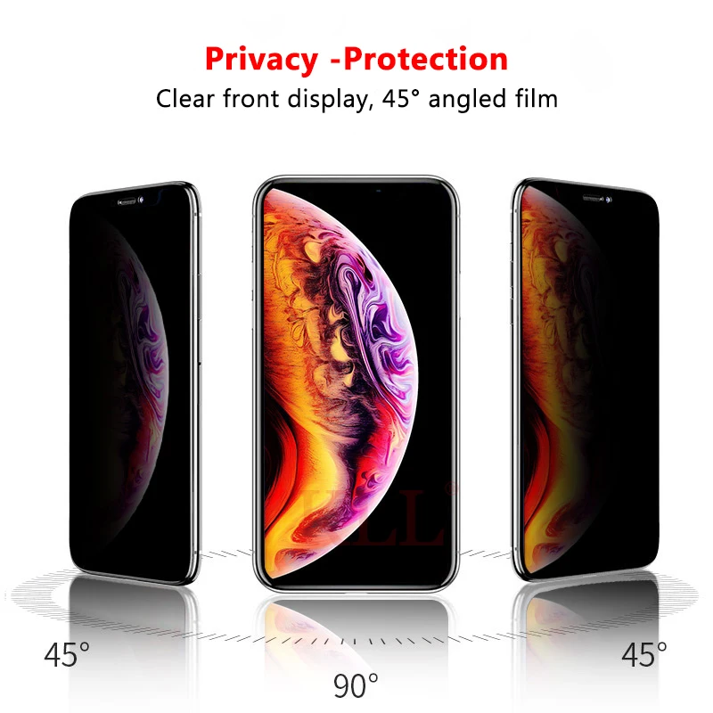 Антишпионское закаленное стекло с полным покрытием для iPhone 11 Pro XS Max X XR 9H