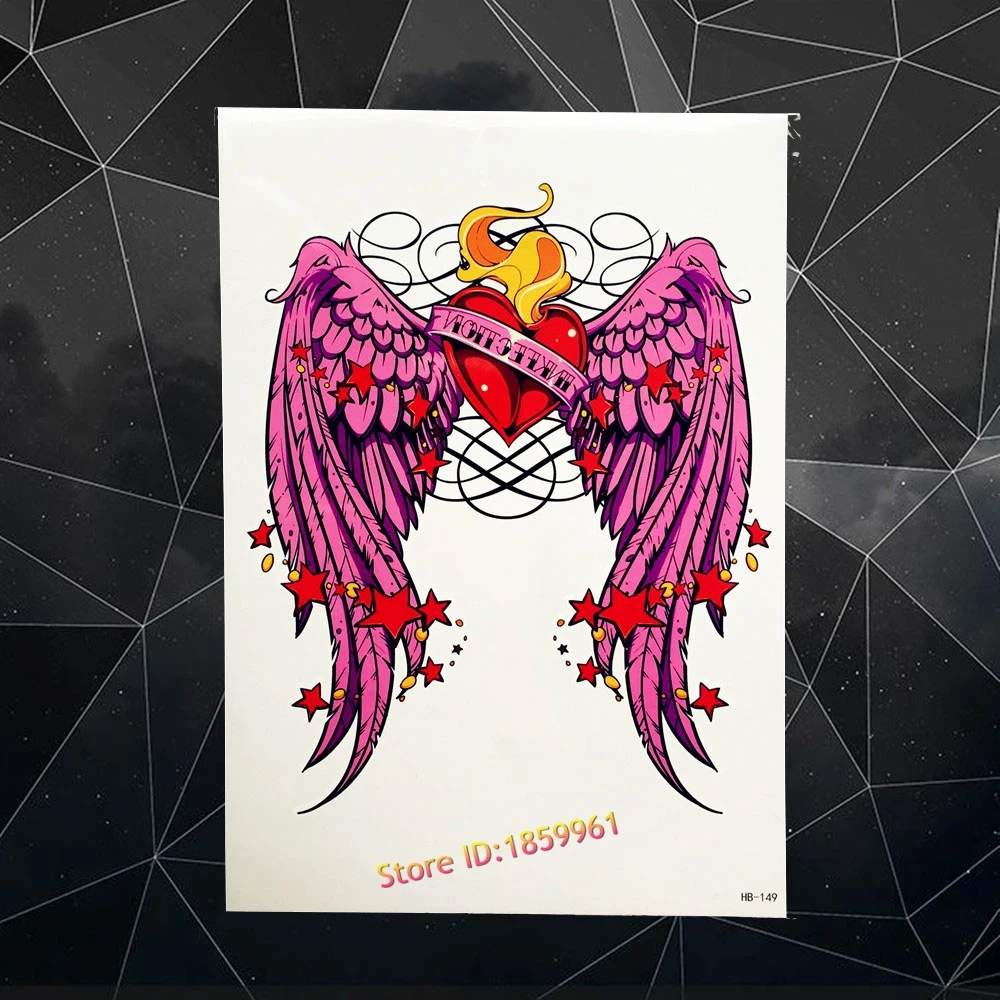 Heart Love Angel Wings Temporary Tattoo Stickers WOmen ...