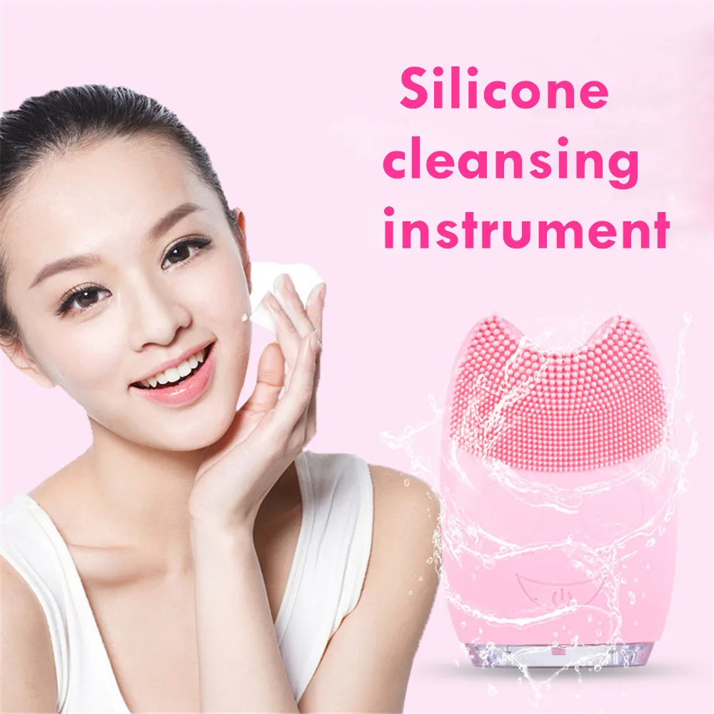 Drop Ship Ultrasonic Electric Facial Cleansing Face Washing Brush Vibration Skin Massager Small