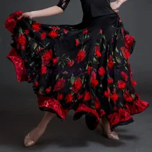 Костюмы для бальных танцев сексуальные вышиванки цветы бальные танцы длинные юбки для женщин юбки бальных танцев конкурс