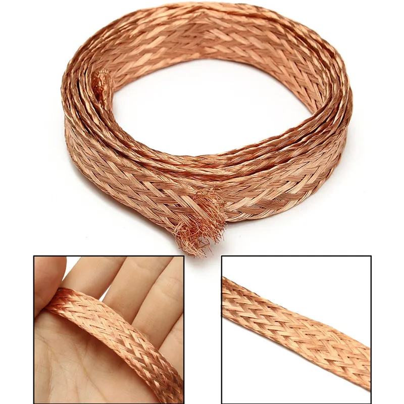 

1m 11mm Flat Pure Copper Braid High Flexibility Cable Bare Copper Braid Lead Wire Ground Lead Wire