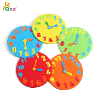 

5 PCs multi color diy handmade eva children clocks/ Kids Child kindergarten school art craft learning time educational toys