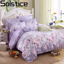 Solstice фиолетовый пасторальный цветочный стиль 4 шт. Комплект постельного белья хлопок постельное белье простыня пододеяльник наволочка постельное белье